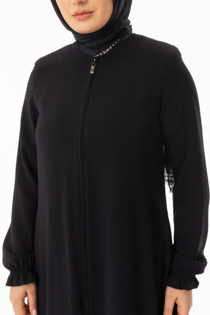 Black Fendi Fringe with Ruffled Sleeves and Zipper - Plus Size Full Length Zerenay 5328 - 26 - ihvan