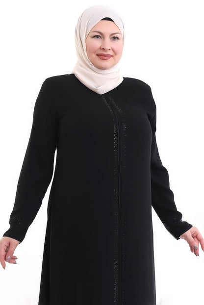 Black Rhinestone Detailed Abaya 2020-21 - ihvan