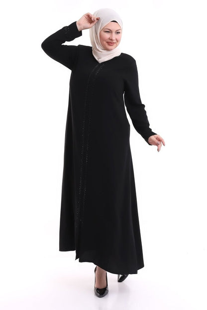 Black Rhinestone Detailed Abaya 2020-21 - ihvan