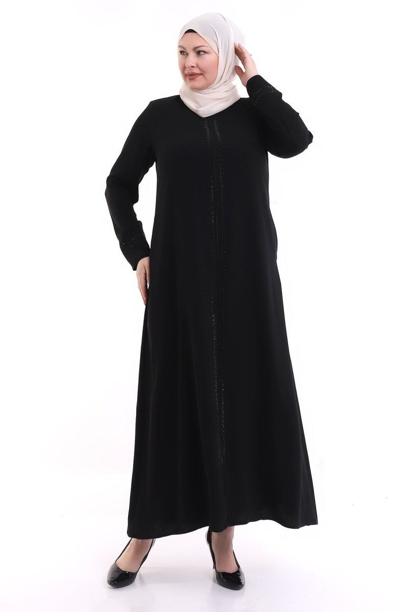 Black Rhinestone Detailed Abaya 2020-21 - ihvan