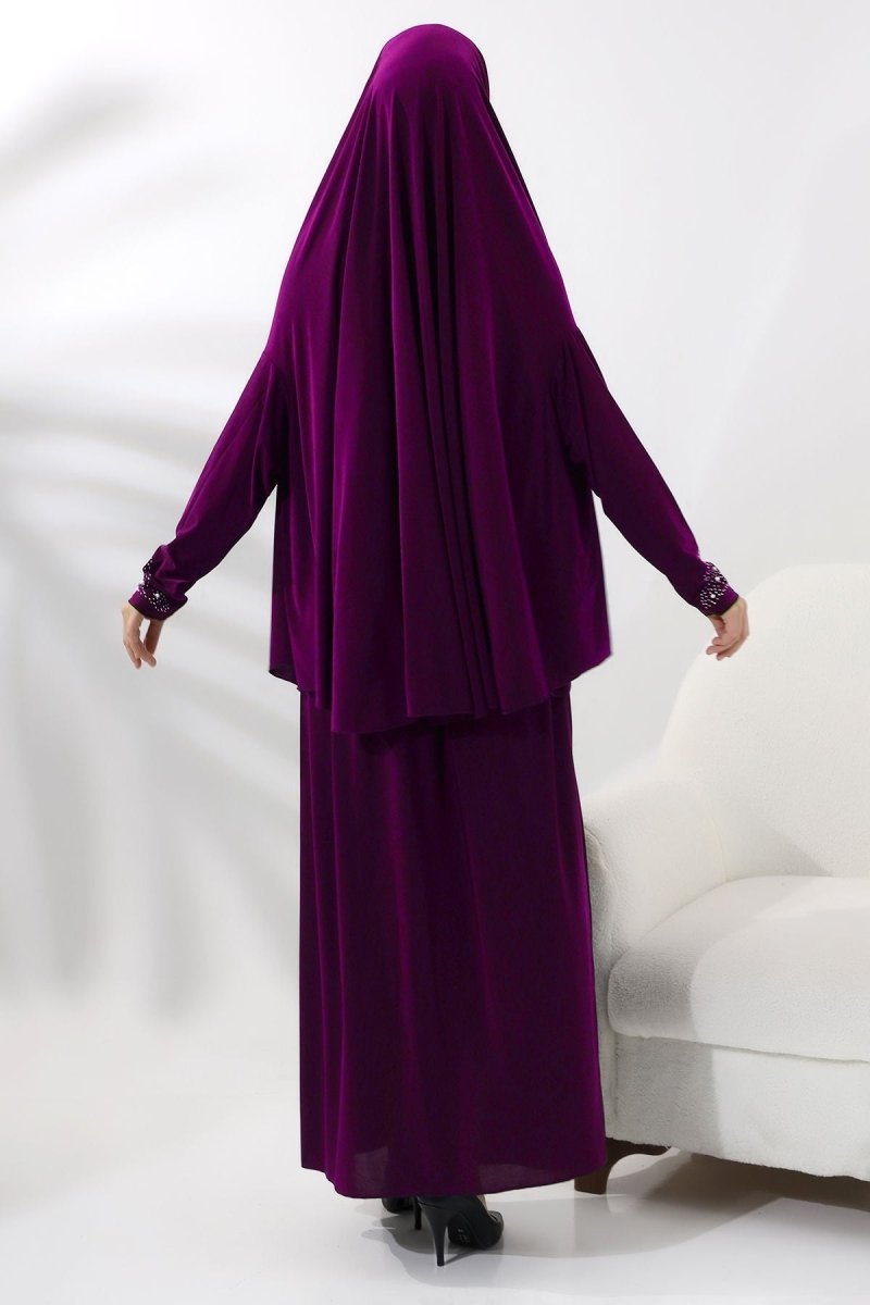 Black Two - Piece Mandarin Collar Dress with Elasticated Sleeves Jacket 9102 - 25 - ihvan