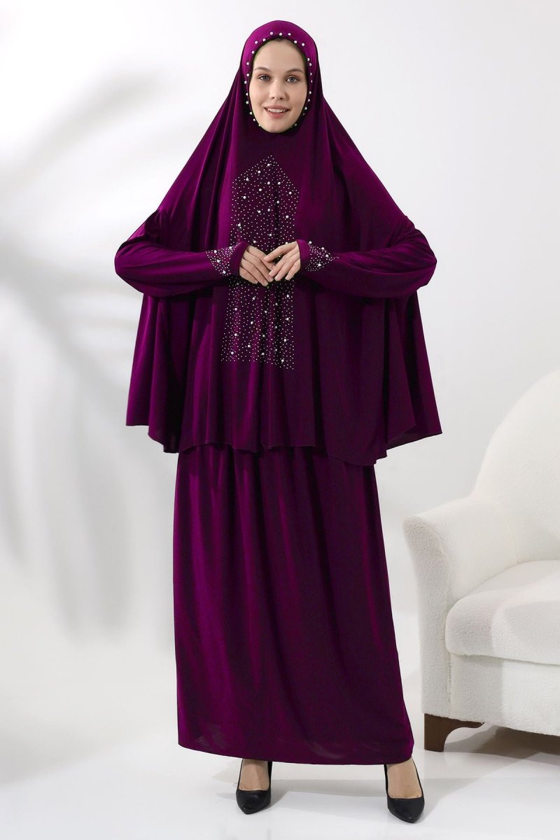 Black Two - Piece Mandarin Collar Dress with Elasticated Sleeves Jacket 9102 - 25 - ihvan