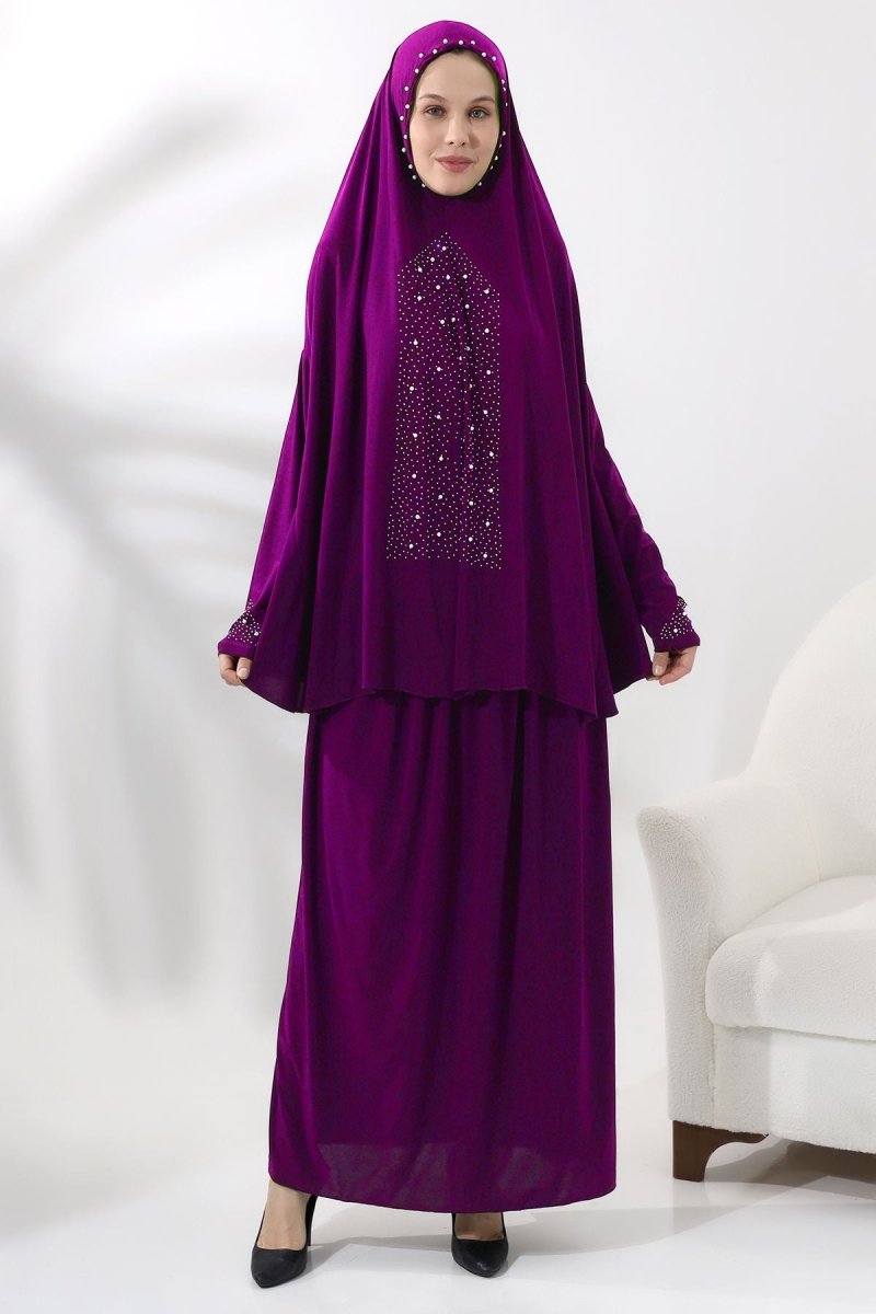 Black Two - Piece Mandarin Collar Dress with Elasticated Sleeves Jacket 9102 - 25 - ihvan