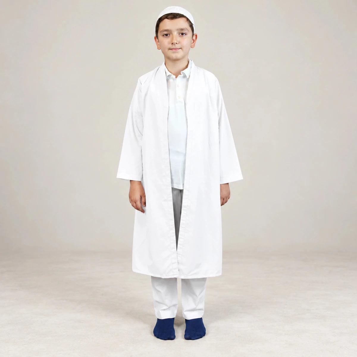 Boys’ Prayer Thobe with Bukhara Collar – Loose-Fit Poplin Jubbah - ihvan