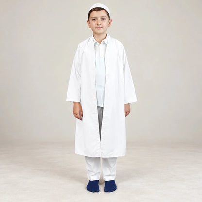 Boys’ Prayer Thobe with Bukhara Collar – Loose-Fit Poplin Jubbah - ihvan