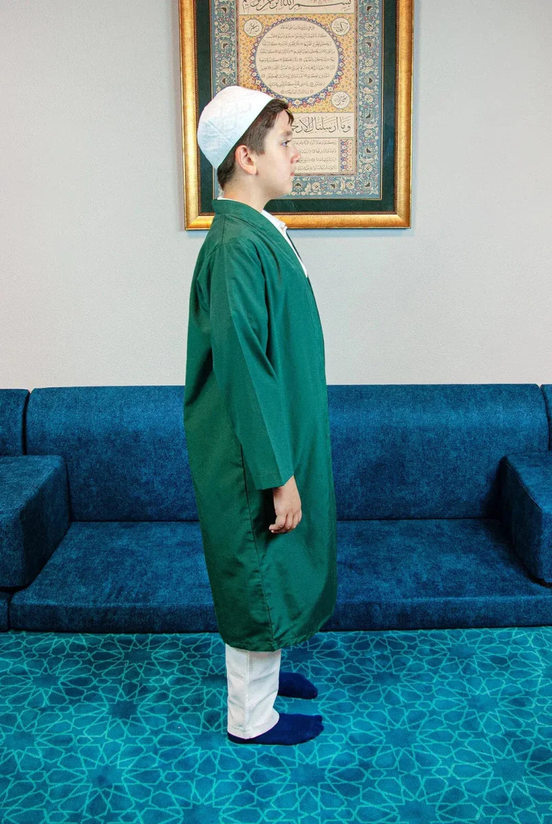 Boys’ Prayer Thobe with Bukhara Collar – Loose-Fit Poplin Jubbah - ihvan