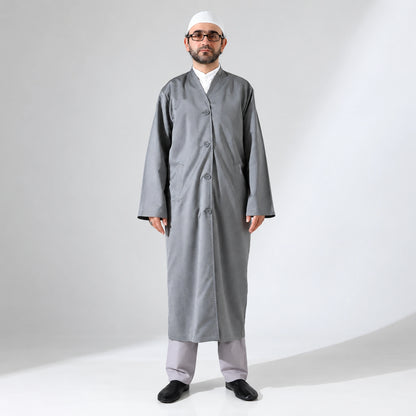 Men’s Bukhara Collar Jubbah – Half-Lined Buttoned Islamic Robe