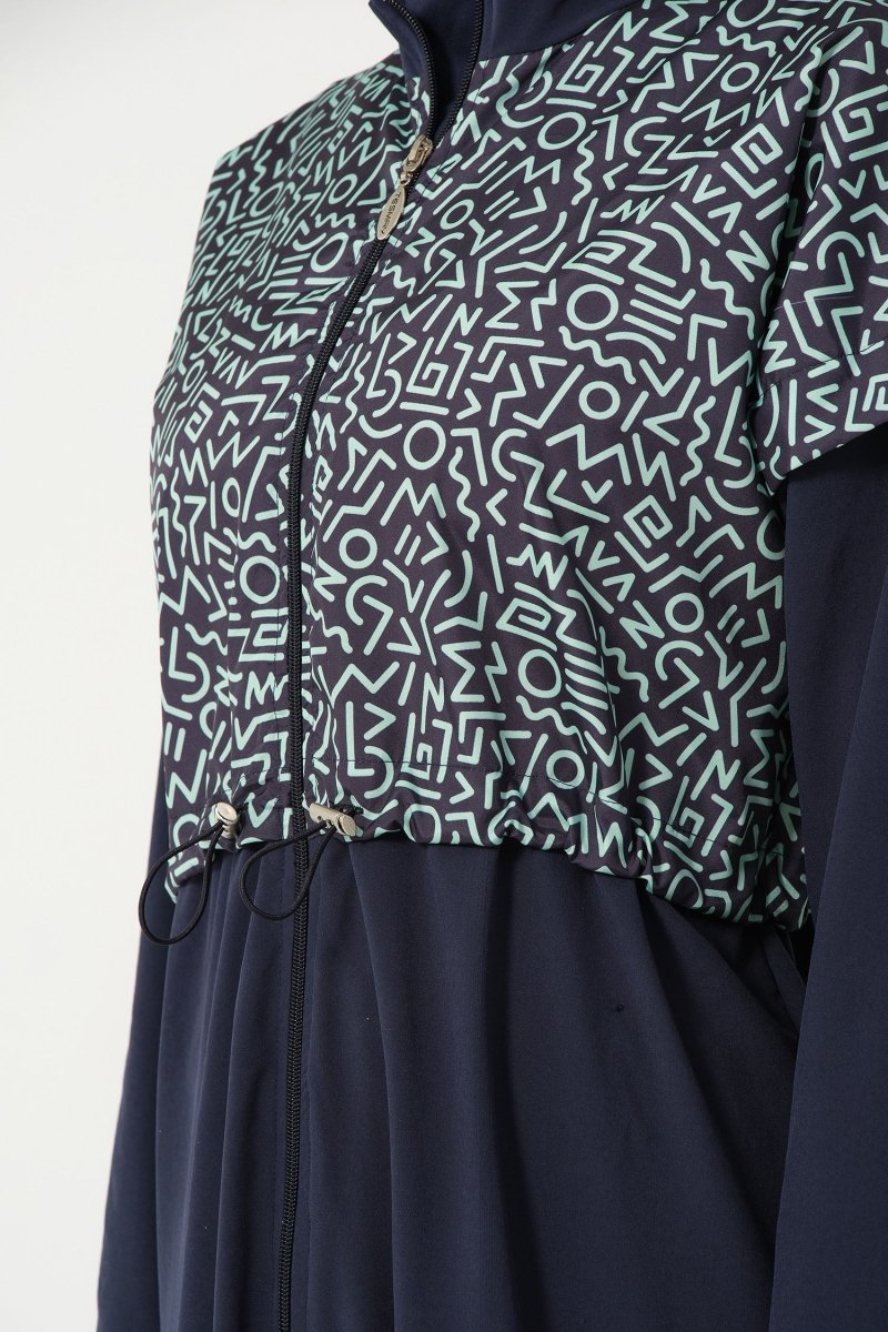 Crop Detailed Athletic Full-Covered Burkini 3015-25 Dark Navy Blue - ihvan