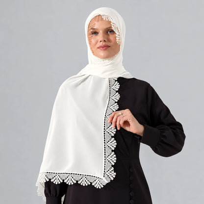 Lace Prayer Scarf with Needlework Embroidery – Demor Fabric
