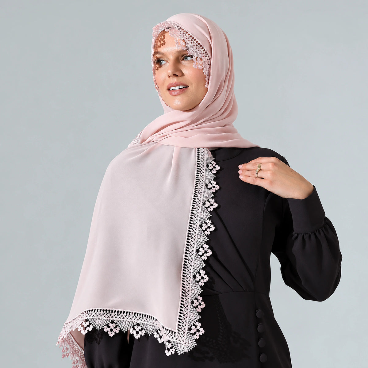 Lace Prayer Scarf with Needlework Embroidery – Demor Fabric