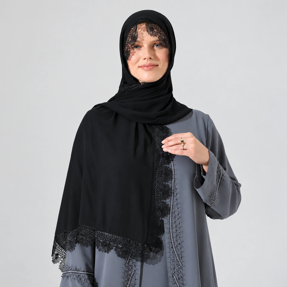 Lace Prayer Scarf with Needlework Embroidery – Demor Fabric
