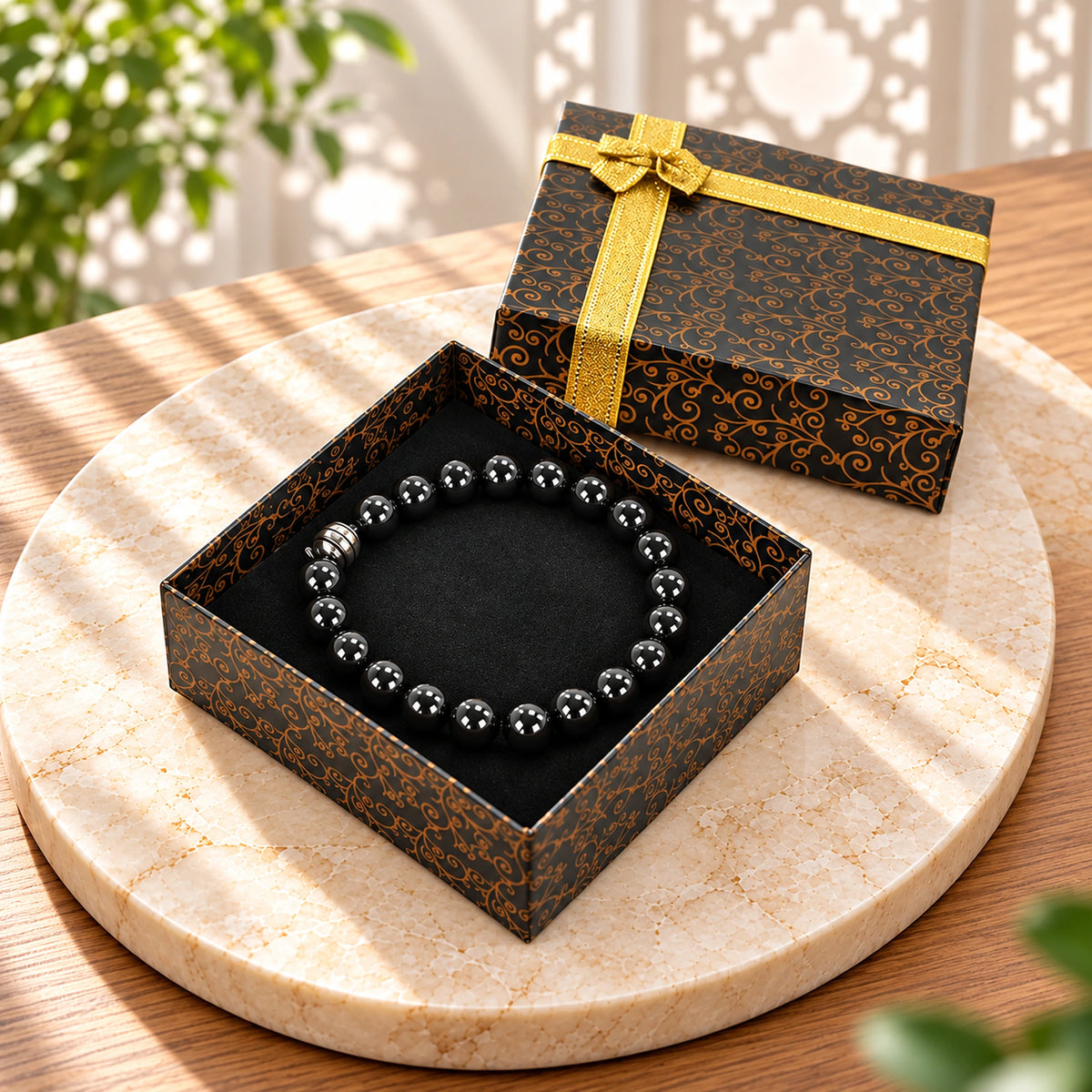 Natural Agate Stone Bracelet for Women & Men, Elastic Beaded Energy Bracelet, Balance & Stress Relief Jewelry Set in Gift Box
