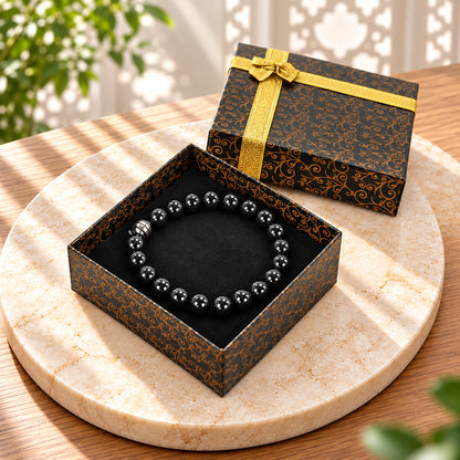 Natural Agate Stone Bracelet for Women & Men, Elastic Beaded Energy Bracelet, Balance & Stress Relief Jewelry Set in Gift Box
