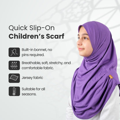 Easy to Wear Instant Hijab for Girls | Soft Viscose One-Piece Kids Headscarf for School, Prayer - ihvan