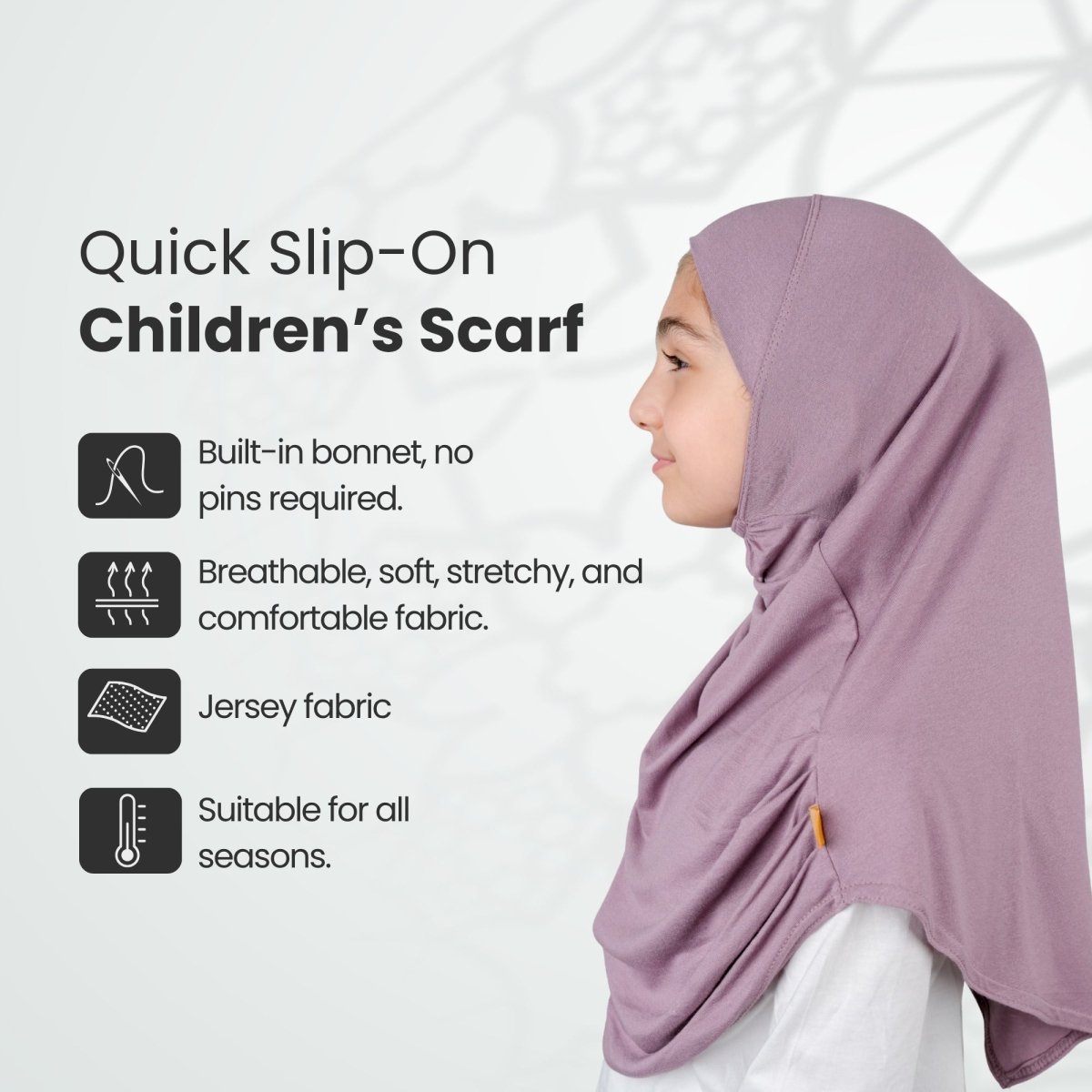 Easy to Wear Instant Hijab for Girls | Soft Viscose One-Piece Kids Headscarf for School, Prayer - ihvan