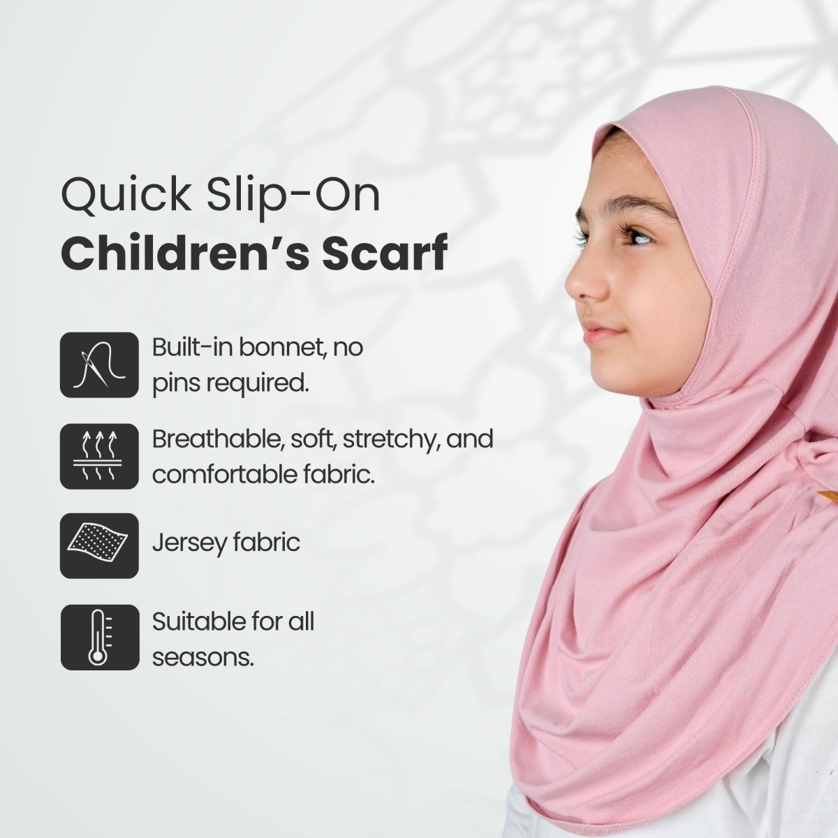 Easy to Wear Instant Hijab for Girls | Soft Viscose One-Piece Kids Headscarf for School, Prayer - ihvan