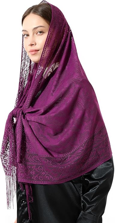 Elegant Cotton Tulle Islamic Shawl | Lightweight Lace Hijab | Muslim Head Scarf - ihvan