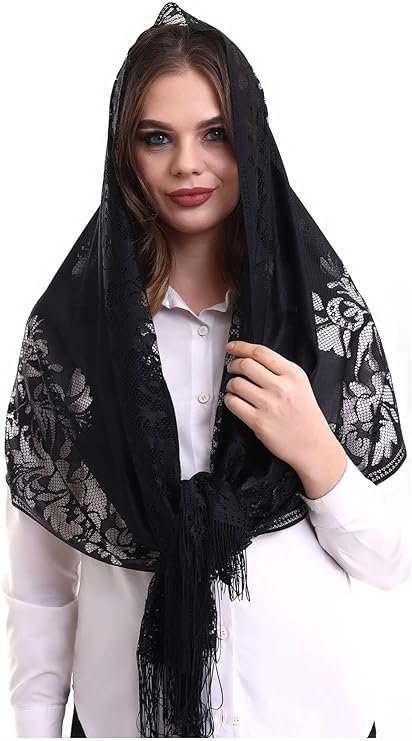 Elegant Cotton Tulle Islamic Shawl | Lightweight Lace Hijab | Muslim Head Scarf - ihvan