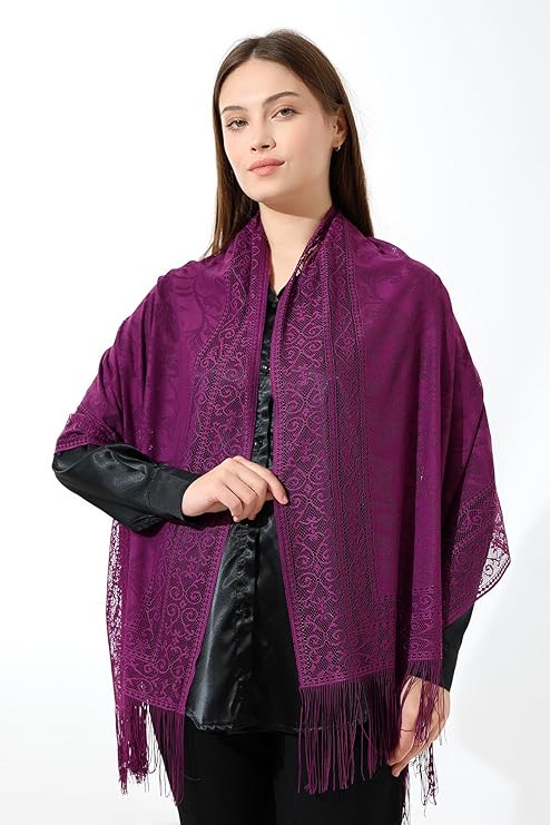 Elegant Cotton Tulle Islamic Shawl | Lightweight Lace Hijab | Muslim Head Scarf - ihvan