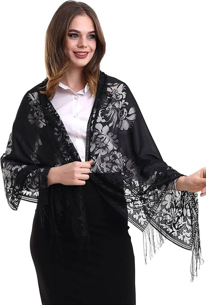 Elegant Cotton Tulle Islamic Shawl | Lightweight Lace Hijab | Muslim Head Scarf - ihvan