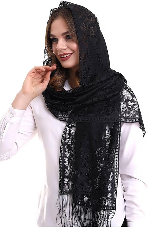 Elegant Cotton Tulle Islamic Shawl | Lightweight Lace Hijab | Muslim Head Scarf - ihvan