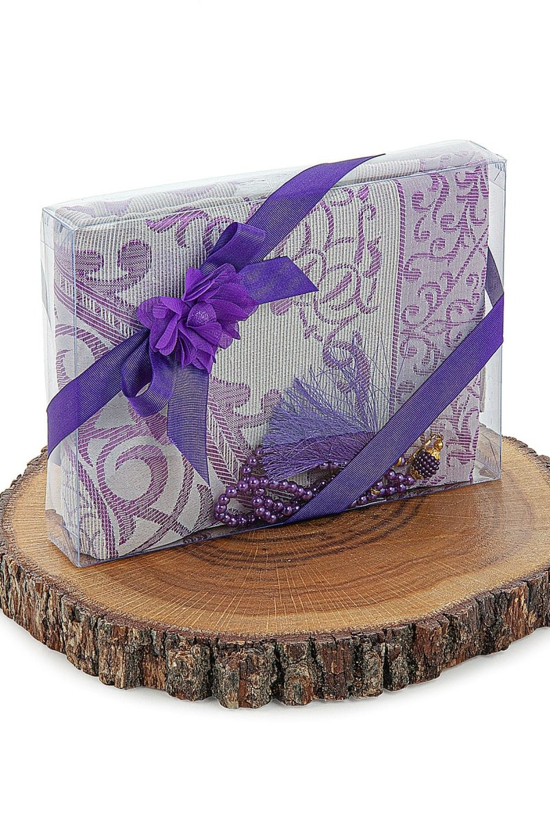 Elegant Dowry Prayer Set with Pearl Tasbeeh – Tafta Prayer Rug for Wedding Gifts - ihvan