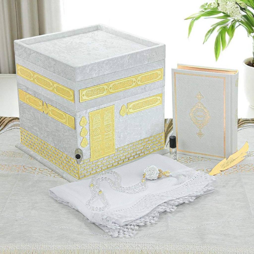 Elegant Kaaba Design Islamic Prayer Gift Set | Muslims Prayer Rug & Holy Quran & Wedding Gift - ihvan
