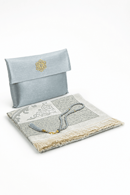 Elegant Travel Prayer Rug Set (Sajadah | Tasbih | Pouch Bag ) - ihvan