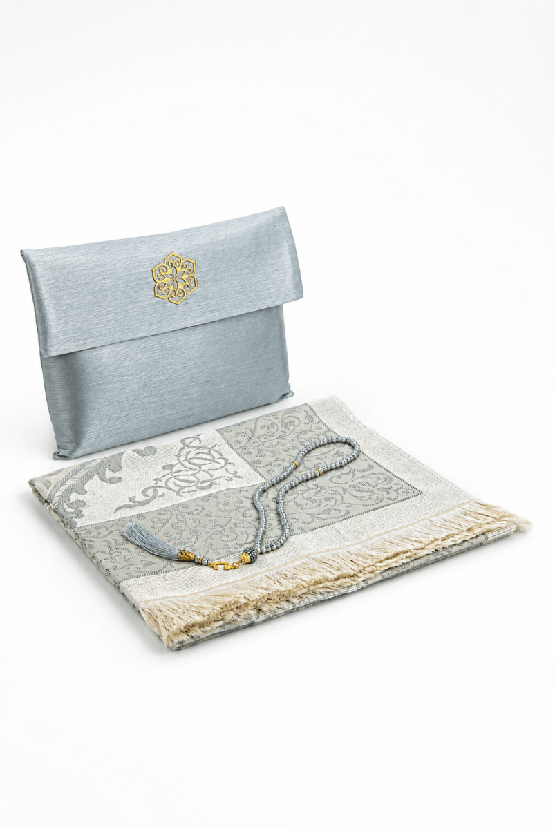 Elegant Travel Prayer Rug Set (Sajadah | Tasbih | Pouch Bag ) - ihvan