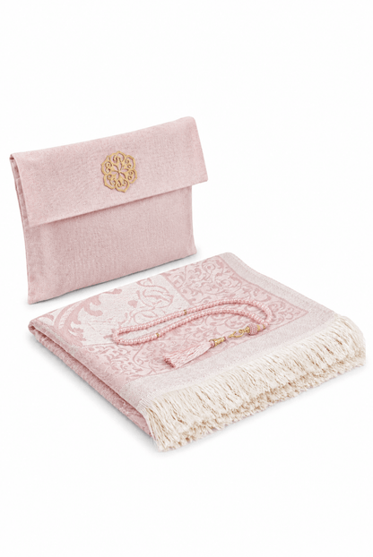 Elegant Travel Prayer Rug Set (Sajadah | Tasbih | Pouch Bag ) - ihvan