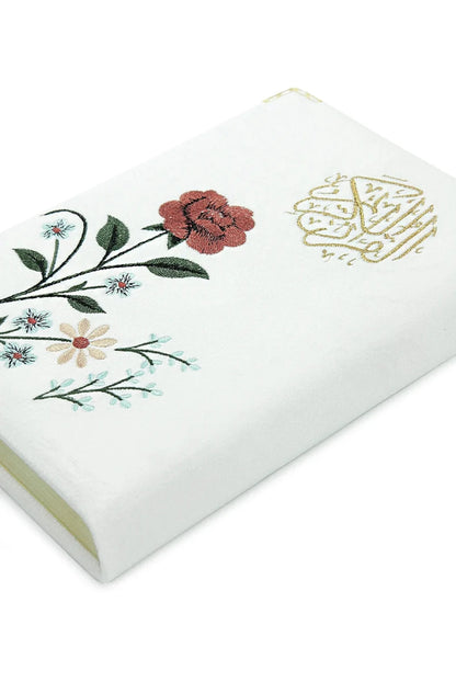 Embroidered Velvet Quran with Floral Rose Design – Medium Size Arabic Quran - ihvan