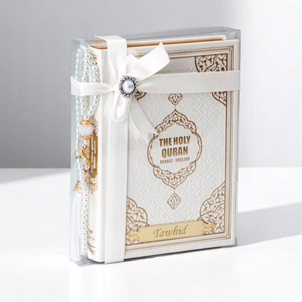 English Translation Holy Quran Gift Set with Tasbih | Islamic Gİft Set with Qur'an & Pearl Prayer Beads - ihvan