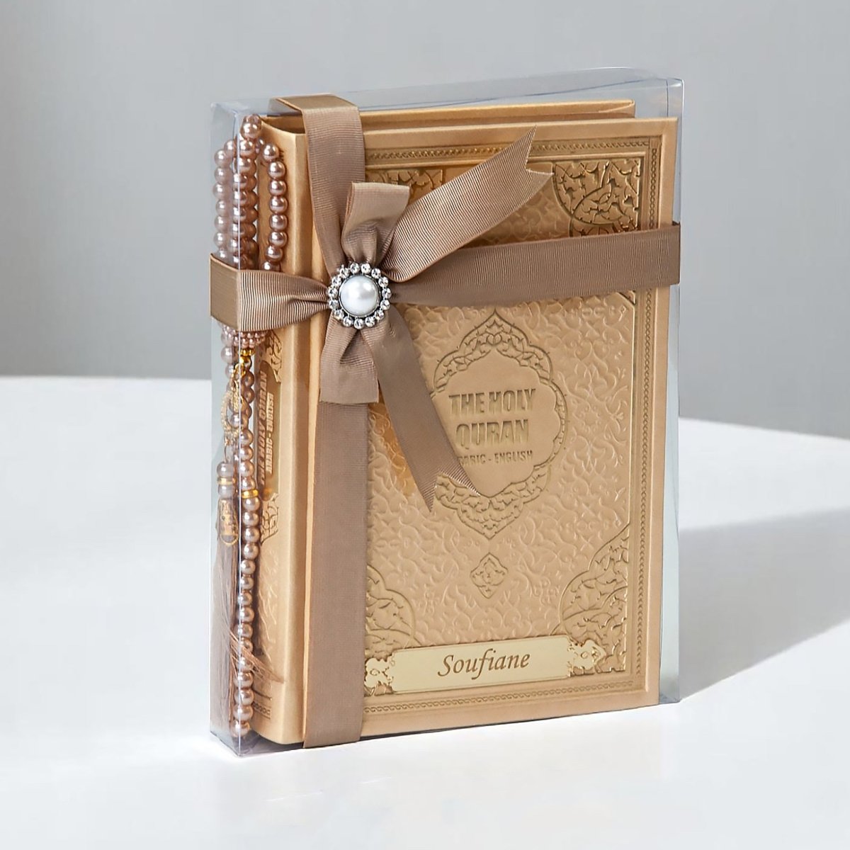 English Translation Holy Quran Gift Set with Tasbih | Islamic Gİft Set with Qur'an & Pearl Prayer Beads - ihvan