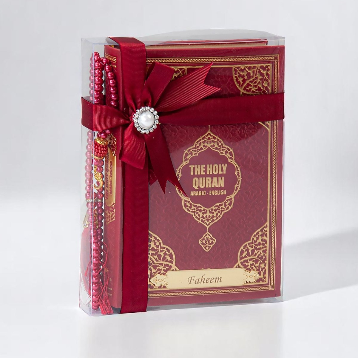 English Translation Holy Quran Gift Set with Tasbih | Islamic Gİft Set with Qur'an & Pearl Prayer Beads - ihvan