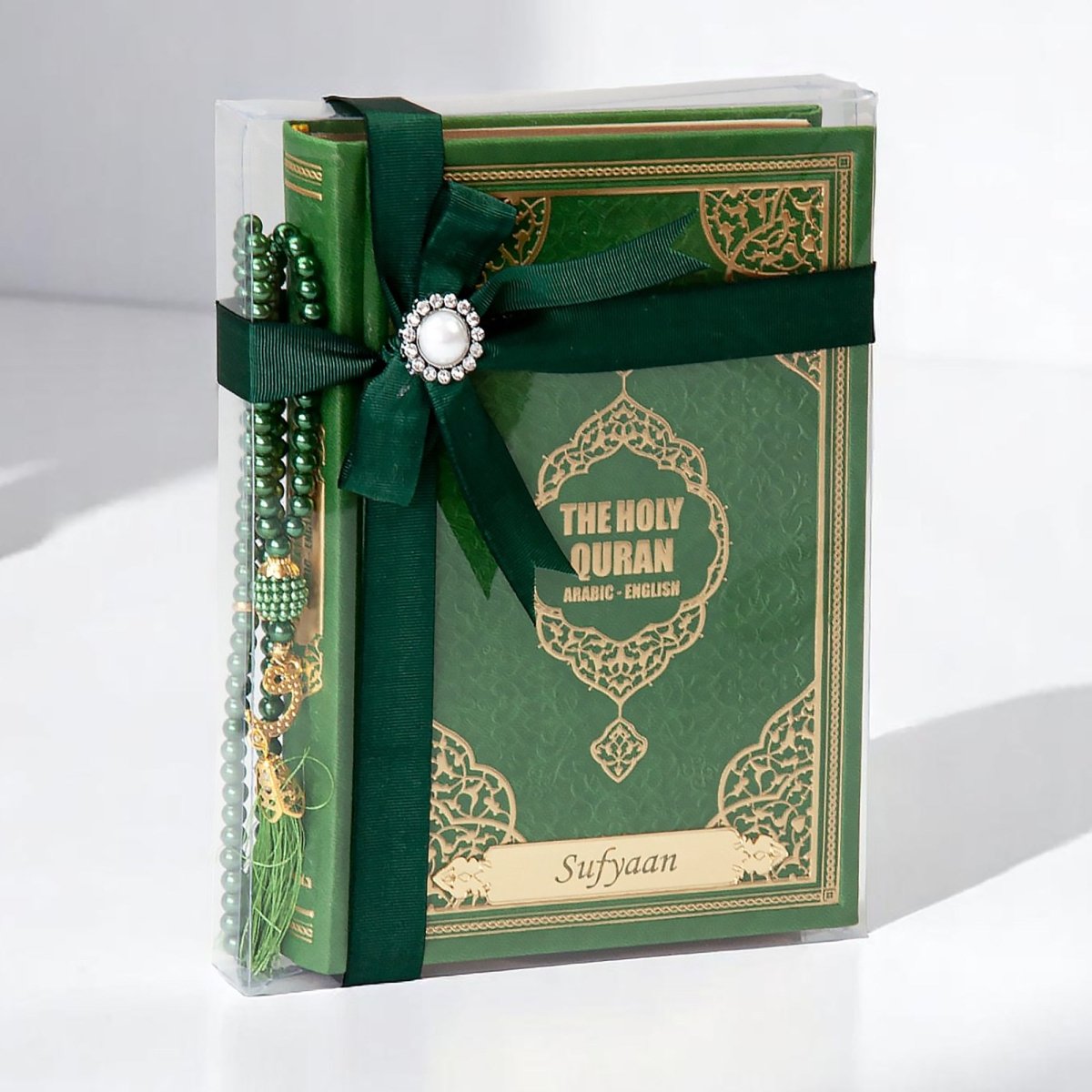 English Translation Holy Quran Gift Set with Tasbih | Islamic Gİft Set with Qur'an & Pearl Prayer Beads - ihvan