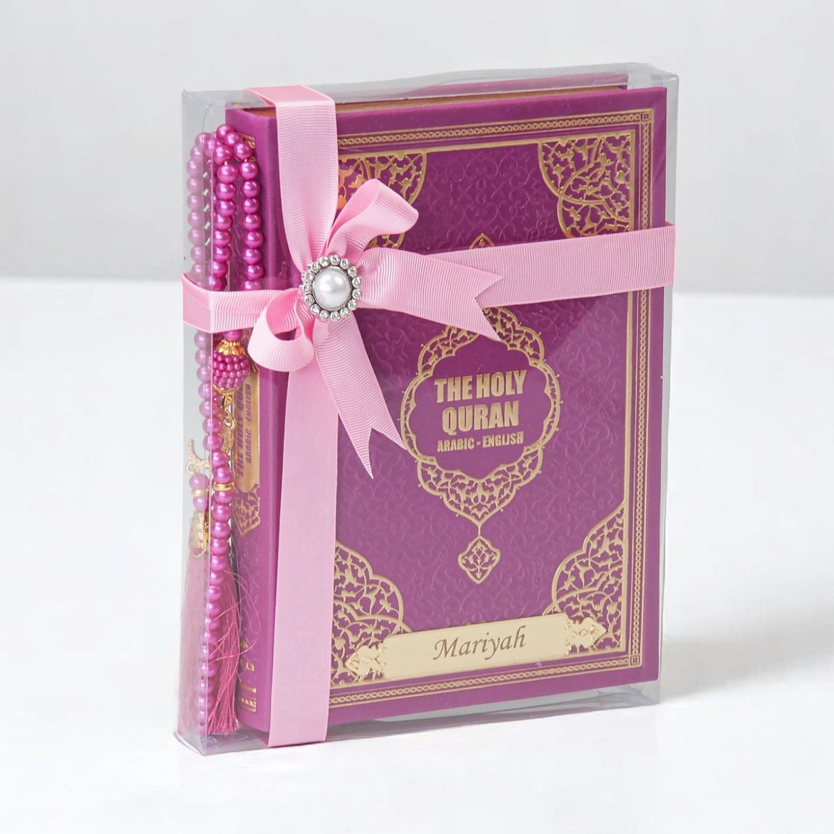 English Translation Holy Quran Gift Set with Tasbih | Islamic Gİft Set with Qur'an & Pearl Prayer Beads - ihvan