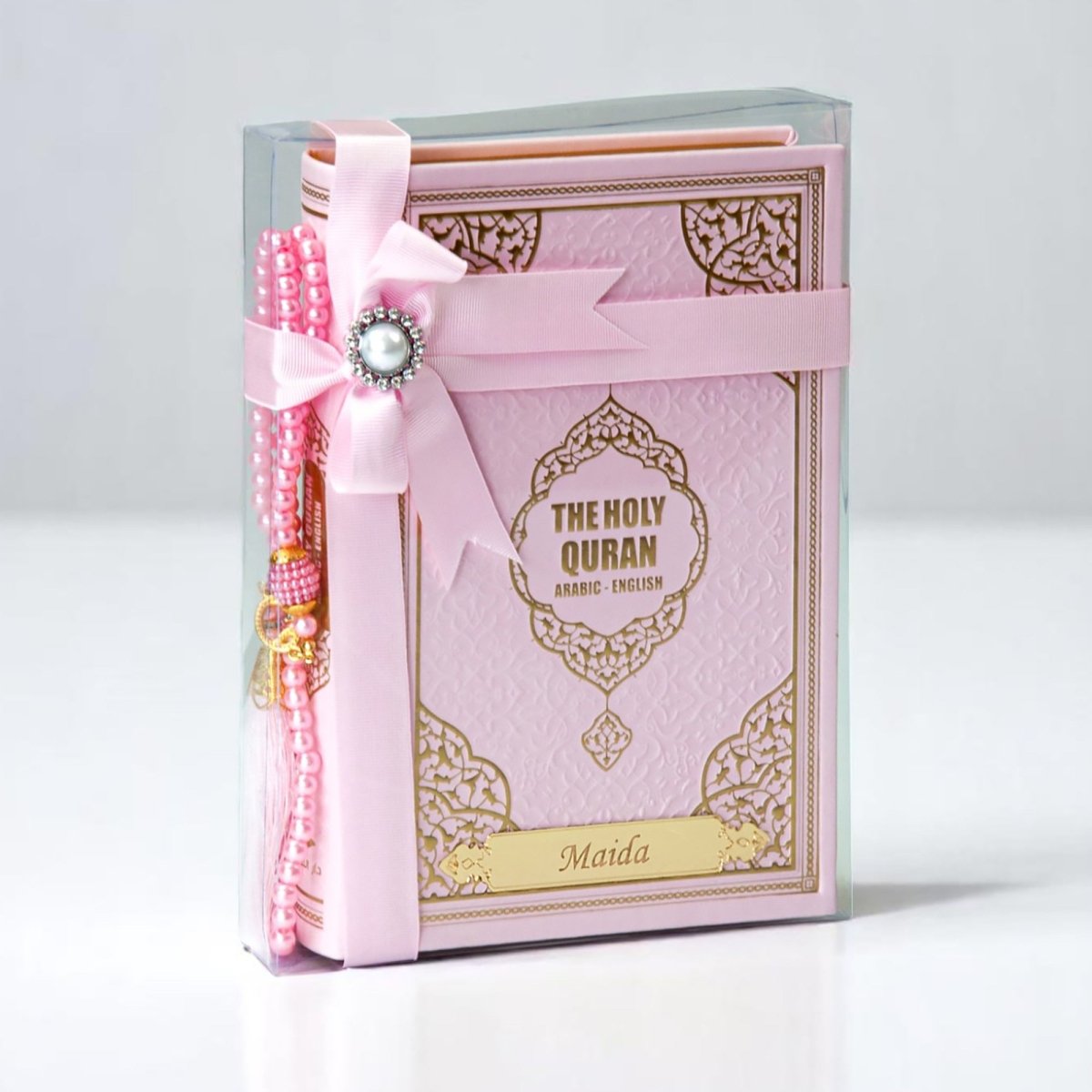 English Translation Holy Quran Gift Set with Tasbih | Islamic Gİft Set with Qur'an & Pearl Prayer Beads - ihvan