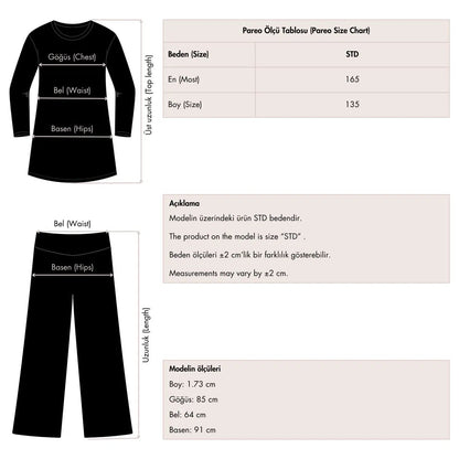 Floria Full Length Chiffon Pareo with Belt 7175 - 25 Black - ihvan