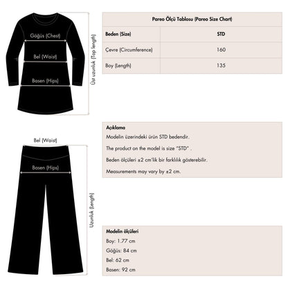 Floria Patterned Belted Long Beach Pareo 7175 - 26 Black - ihvan