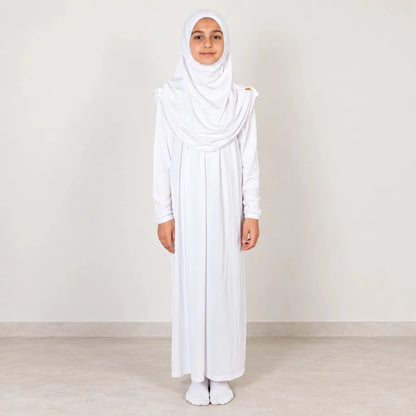 Girls’ One-Piece Prayer Dress with Attached Hijab – Age 8–12 - ihvan