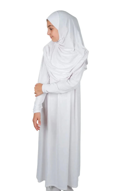 Girls’ One-Piece Prayer Dress with Attached Hijab – Age 8–12 - ihvan