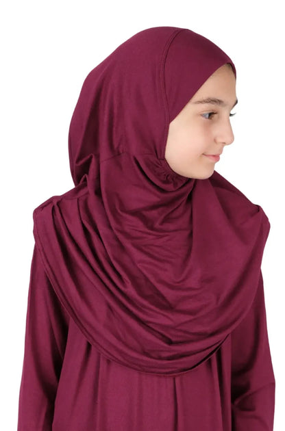 Girls’ One-Piece Prayer Dress with Attached Hijab – Age 8–12 - ihvan