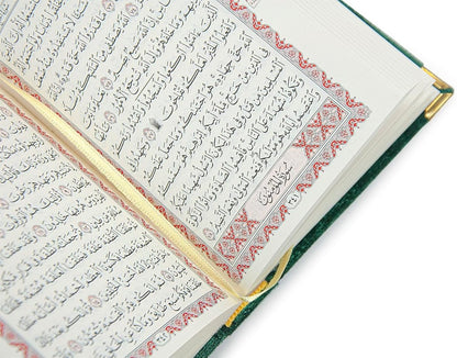 Green Holy Quran Gift Set | Pocket - Size Velvet Qu'ran, Tasbih & Asma ul Husna Box | Islamic Prayer Gift for Ramadan & Eid - ihvan