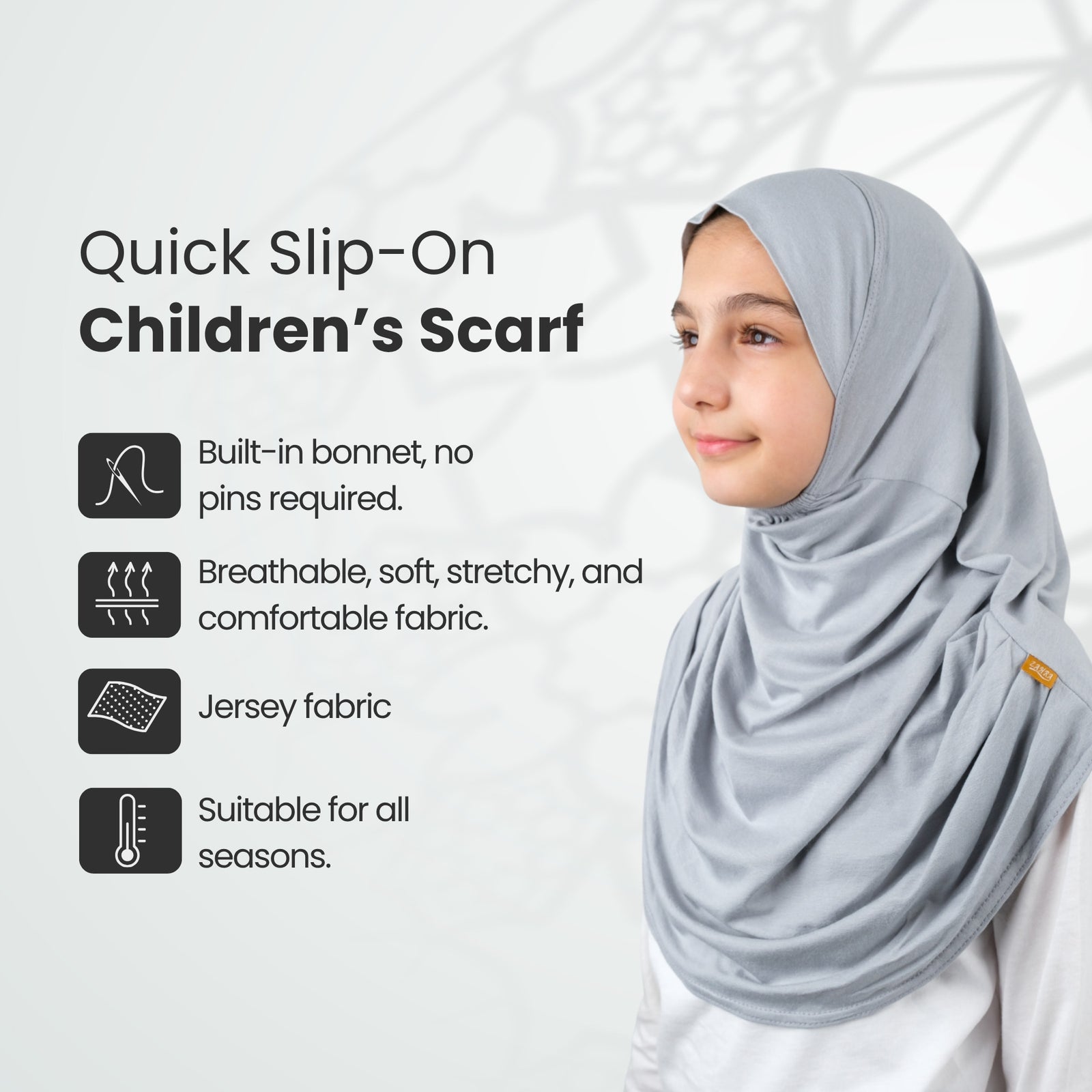 Easy to Wear Instant Hijab for Girls | Soft Viscose One-Piece Kids Headscarf for School, Prayer