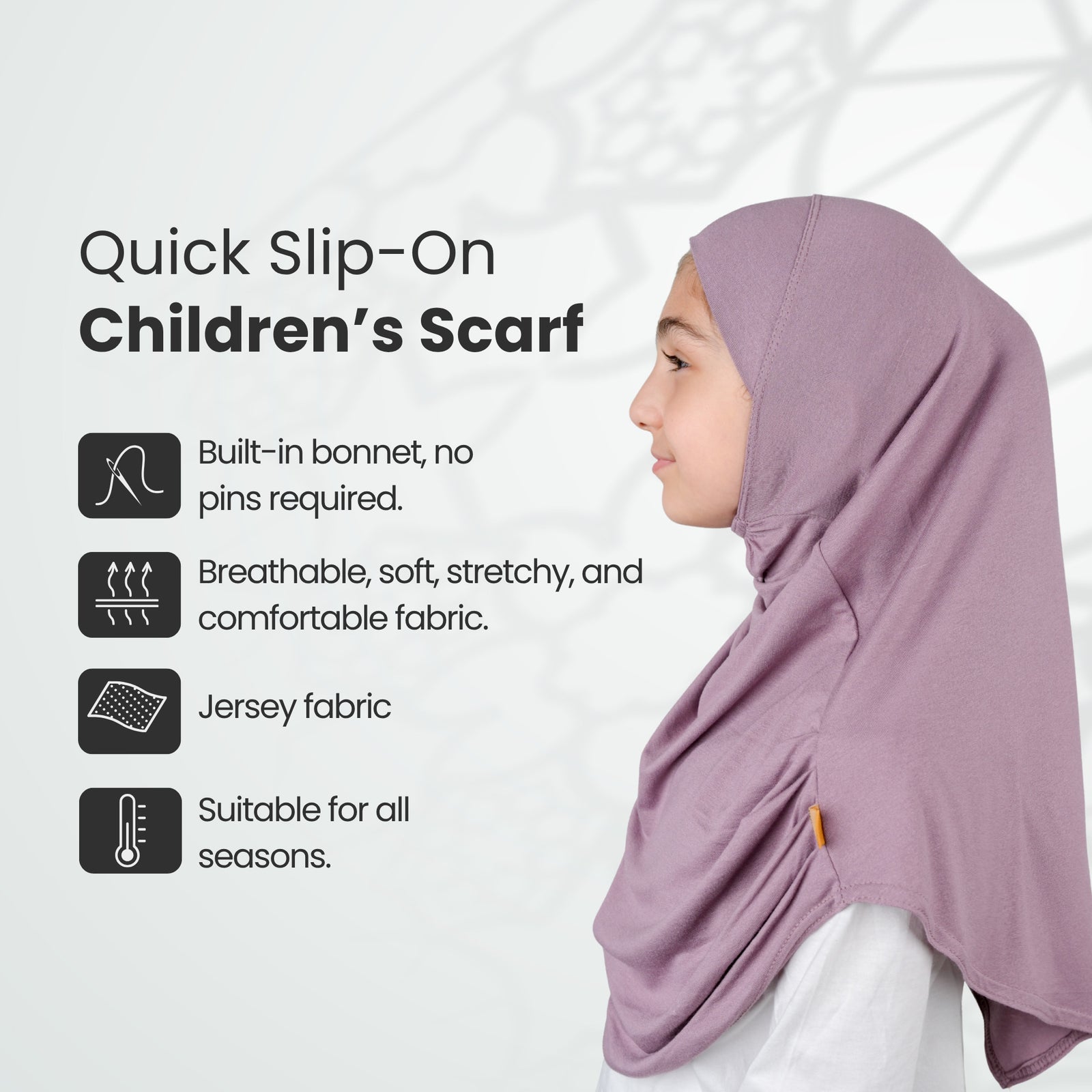 Easy to Wear Instant Hijab for Girls | Soft Viscose One-Piece Kids Headscarf for School, Prayer
