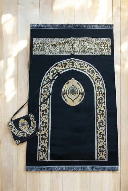 Hajar al - Aswad Pattern Portable Prayer Rug with Shoulder Bag – Gobelin Fabric - ihvan