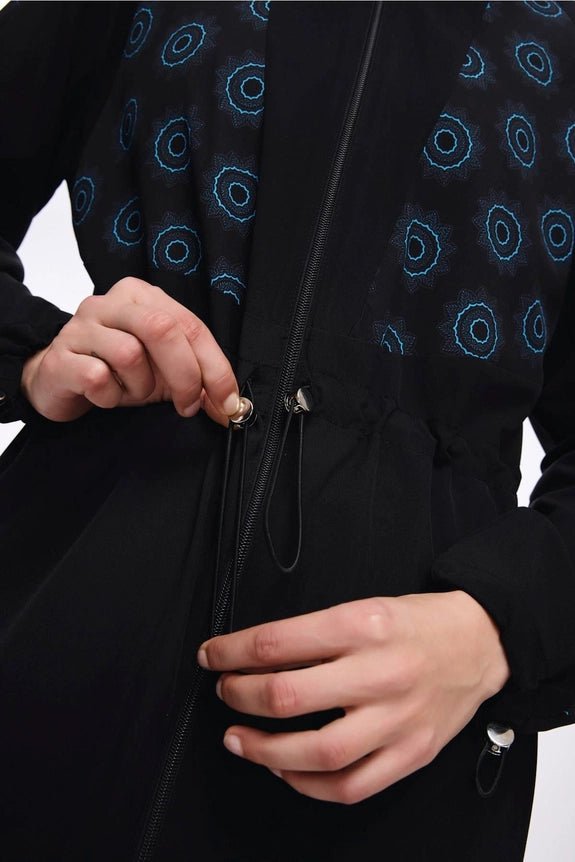 Haşema Anatolia Collection Patterned Stretch Woven 6-Piece Full-Covered Burkini Set 5023-25 Black - ihvan