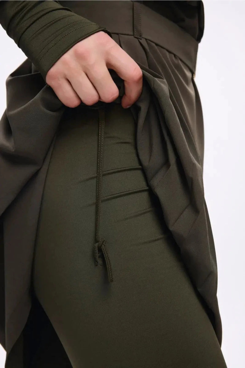 Haşema Belt &amp; Buckle Detailed 5-Piece Full-Covered Burkini Set 5017 Khaki - ihvan