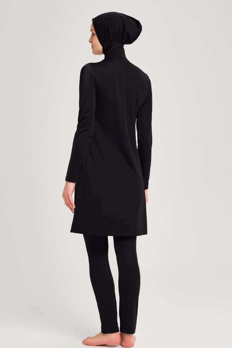 Haşema Berrak Lycra 4-Piece Plus Size Full-Covered Burkini 6028-25 Black - ihvan