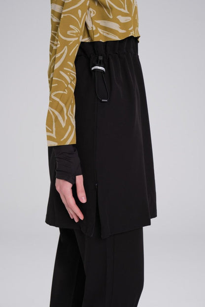 Haşema Esila Floral Patterned Black Khaki Sleeveless Overdress Full-Covered Burkini Top HSM-2934 - ihvan
